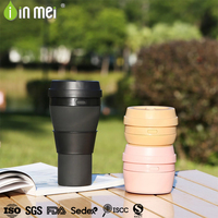 Mug de voyage moderne en silicone écologique sans BPA de 360 ml (12 oz) du fabricant OEM/ODM, avec logo personnalisé, pliable, anti-fuite, compatible lave-vaisselle