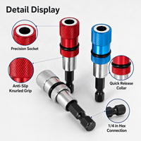 Adaptateur de porte-embouts à visser à verrouillage automatique avec pointe magnétique et barre d'extension à queue hexagonale en acier à dégagement rapide pour outils électriques