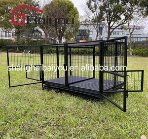 Tekerlekler ve çıkarılabilir tepsi ile orta köpek için istiflenebilir açık üst ağır köpek sandık kafes - Product Image 2