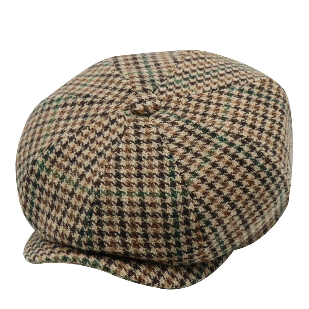 איכות גבוהה הגעה חדשה בציר גטסבי כובע כובע משובץ צמר לבד 8 פאנל כובעי כובע עבור בייקרבוי