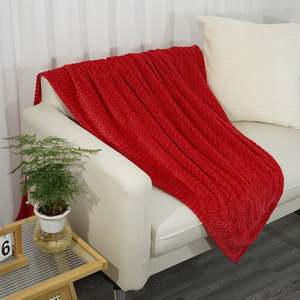 Embossed Design Burgundy Flannel Fleece <b>Blanket</b> for Home Decoration Lightweight Fuzzy Soft Cozy Warm Customized Throw <b>Blanket</b> - Product Image 6