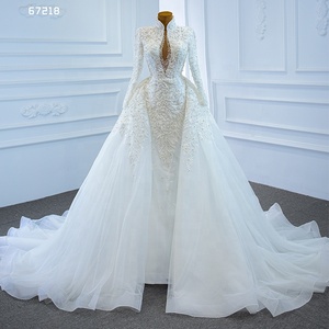 Jancember RSM67218 Sexy di Lusso Perle di <span class=keywords><strong>Tulle</strong></span> Delle Donne Del Manicotto <span class=keywords><strong>Lungo</strong></span> Abiti Da Sposa - Product Image 2