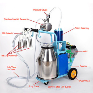 Máquina de Ordeño de Pistón <span class=keywords><strong>para</strong></span> <span class=keywords><strong>Vacas</strong></span>, Bomba de Vacío de 25L, Ordeñadora Automática Portátil con Cubeta de Acero Inoxidable, 10-12 <span class=keywords><strong>Vacas</strong></span> por Hora - Product Image 2