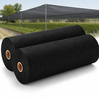 Filet d'ombrage en HDPE noir tissé warp 40% 180 GSM résistant aux UV en rouleau pour serre, ferme et pépinière