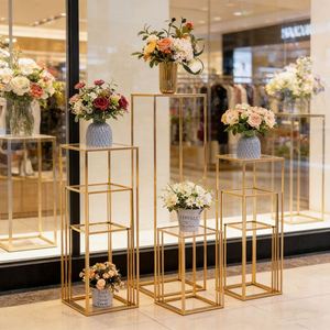 Wholesale Gold Square Iron Flower Detachable Wedding Event Decoration Reusable Stand Marker Festival Decorative <b>Rack</b> - Product Image 1