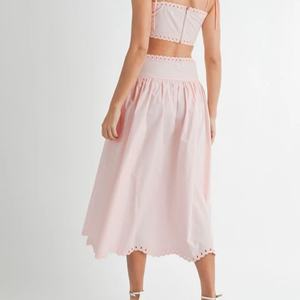 Conjunto de Lino Casual para Mujer, Estilo 2025, a la Moda, de Venta Caliente, con Chaleco Bordado y Falda, Dos Piezas - Product Image 4