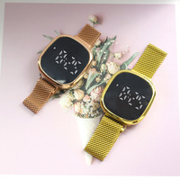 Montres pour femmes en or rose magnétique, bracelet en acier inoxydable, montres électroniques à LED pour femmes, montres minimalistes pour femmes
