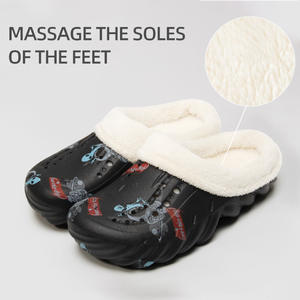 Pantoufles d'hiver en EVA pour hommes chaussures <span class=keywords><strong>de</strong></span> maison doublées en polaire thermique séchage rapide imperméable anti-glissant intérieur extérieur temps froid - Product Image 6