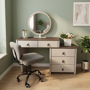 Table de maquillage moderne avec miroir éclairé et tiroirs de rangement pour meubles de chambre - Product Image 3