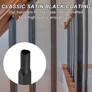 卸売 1/2インチ マットブラック ステンレス鋼 階段支柱 44インチ 中空正方形 鉄製プレーン手すり 錬鉄製スピンドル - Product Image 5