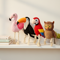 Jouet à mâcher pour chien en peluche, petit, interactif, durable, avec un design de perroquet rouge, de corbeau, de flamant rose et de hibou, qui couine
