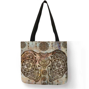 Sac à main Mandala indien imprimé éléphant pour femmes, sacs, fourre-tout, grande capacité, livraison directe, vente en gros - Product Image 1