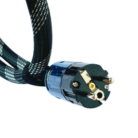 Câble d'alimentation audiophile haut de gamme - Câble blindé en PVC noir tressé avec prise Schuko vers IEC C13 pour amplificateur et équipement Hi-Fi