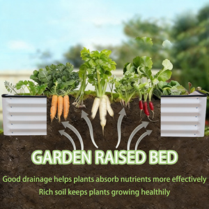 กระบะปลูกผักยกพื้นแบบโมดูลาร์เหล็กชุบสังกะสีสีขาวสำหรับงานหนัก รูปทรงสี่เหลี่ยมผืนผ้า สำหรับปลูกผักและดอกไม้กลางแจ้ง - Product Image 5