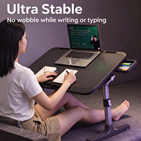 Table de lit pliable pour ordinateur portable, table de genoux réglable en hauteur, mini-table portable pour baie vitrée, plateau de table pliable pour l'étude à domicile