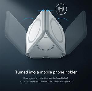 Cargador inalámbrico magnético de 15W con logotipo personalizado 3 en 1, estación de carga plegable de un imán para iPhone <span class=keywords><strong>Pro</strong></span> <span class=keywords><strong>IWatch</strong></span> para AirPods tipo C - Product Image 3