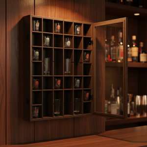 <span class=keywords><strong>Vitrine</strong></span> en bois de noyer, nouveau design, multi-compartiments, verrouillable, idéale <span class=keywords><strong>pour</strong></span> bar à domicile, spiritueux et objets de collection - Product Image 2