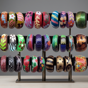 Bracelets pour femmes en résine d'ivoire de haute qualité, écologiques, BS INTERNATIONAL, motif boule tendance, pour mariage et occasions religieuses - Product Image 1