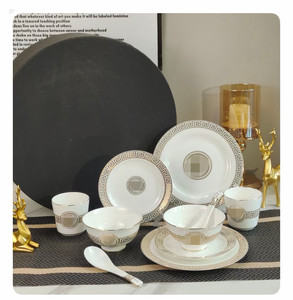 Juego de Vajilla de Porcelana de Lujo al por Mayor, 10 Piezas, de Hueso de China Blanco, para Regalos, Juego de Cena de Cerámica de 10 Piezas - Product Image 1