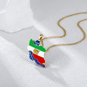 Collana con Mappa dell'Iran in Acciaio Inossidabile, Ciondolo con Leone dell'Iran Smaltato, Gioielli e Accessori Regalo - Product Image 4