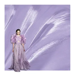 New Style Luxury Custom Colors Flowy Shinny Satin Silk Chiffon Fabric Glitter Fabric For Women