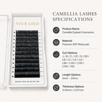 Extensions de cils Camellia, rangées denses, cils individuels BSF Matsuzaki 0.05mm 0.07mm 6-20mm, courbure D, fibre PBT coréenne pour artistes en cils