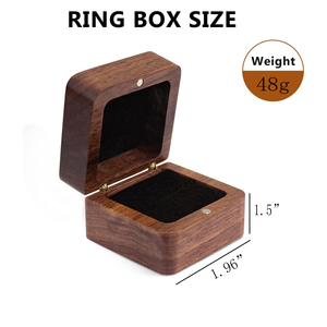 Houten ringendoosje vierkant en hartvormig voor trouwringen, vintage ringendoosje voor aanzoek - Product Image 3