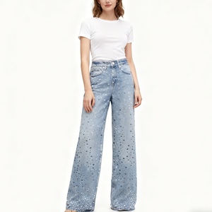 Jean décontracté taille haute à jambe large et sequins pour femme – Tendance - Product Image 4