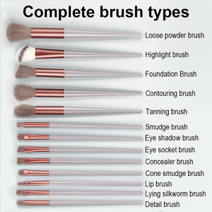 Conjunto de Pincéis de Maquiagem para Viagem 8/13 Peças: Ferramentas Essenciais para Base, Blush, Sombra e Kabuki - Product Image 5