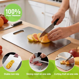 Planche à découper double face antiadhésive en titane, qualité alimentaire GR1, laminée à chaud, durable, <span class=keywords><strong>14</strong></span> <span class=keywords><strong>x</strong></span> 10 pouces, pour usage en cuisine - Product Image 4