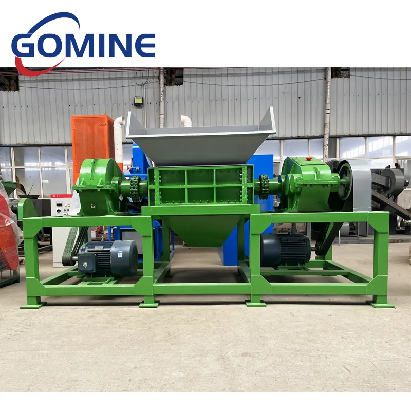 Waste Plastic Used Rubber Tires Recycling Machines Double Shaft Shredder