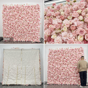 HOT SALE Wedding Decoration Roll up <strong>Flower</strong> <strong>Wall</strong> 3D Floral Cloth <strong>Flower</strong> <strong>Wall</strong> Pink Rose <strong>Flower</strong> <strong>Wall</strong> Backdrop for Wedding - Product Image 3