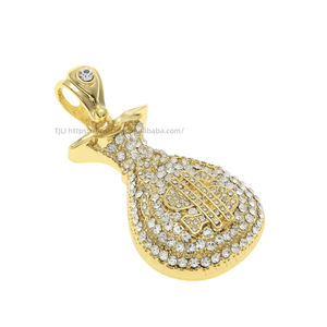 Collier hip-hop ancien pour homme avec pendentif sac de dollars et accessoire pièce de monnaie - Product Image 1