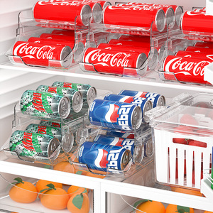 Çift Katmanlı Kutu İçecek Saklama Kutusu Plastik Mutfak Düzenleyici Rafı Bira ve Kola için Buzdolabı Saklama - Product Image 5
