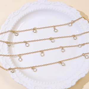Cadena de cintura de doble capa con cristales dorados para mujer, cadena corporal de moda para la playa con colgante de borla, joyería de aleación de zinc. - Product Image 4