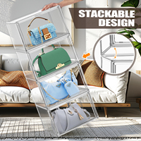 Haute transparence sac à main vitrine armoire multi-fonctionnel empilable en plastique sac à main stockage organisateur conteneur
