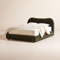 Nouveau design de lit de luxe pour chambre à coucher Mobilier de lit double king size Cadre en bois massif pour chambre à coucher Appartement Villa Hôtel Lit rembourré