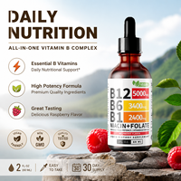 Vitamina B Complejo Sublingual de Marca Privada, Líquido 60ml, Gotas de Vitamina B6 B12, Almacén en EE. UU.