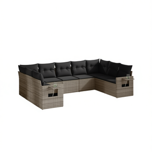 Ensemble de canapés de jardin en rotin gris avec structure en acier thermolaqué, mobilier d'extérieur au design contemporain - Product Image 1