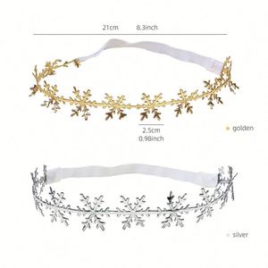 Diadema elástica ajustable para bebé con diseño de copo de nieve hueco y luna llena, de aleación con pedrería, estilo navideño europeo-americano, YUSE - Product Image 3