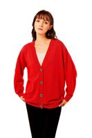 Cardigan en maille ample à col en V, manches classiques, pull oversize, vêtement d'extérieur anti-boulochage pour l'automne, vente en gros