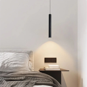 <span class=keywords><strong>Lampada</strong></span> a Sospensione Moderna Nordica a Doppia Testa <span class=keywords><strong>con</strong></span> Tubo di 2m, Design Cilindrico Nero, Controllo <span class=keywords><strong>con</strong></span> Interruttore a Manopola per Sala da Pranzo - Product Image 1