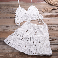 Maillot de Bain Deux Pièces Femme avec Volants, Ensemble Halter au Crochet, Tenue de Fitness et Plage 2023
