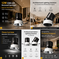 Spot LED encastré 75 mm, finition noire ou blanche, COB, downlight de plafond, variateur DALI TRIAC disponible, LP-AJ8292-NR-24