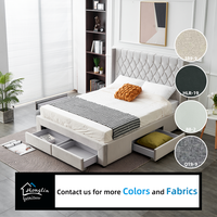 Personnalisé de haute qualité luxe diamant grille tête de lit velours King Double taille stockage cadre de lit avec 4 tiroirs pour chambre