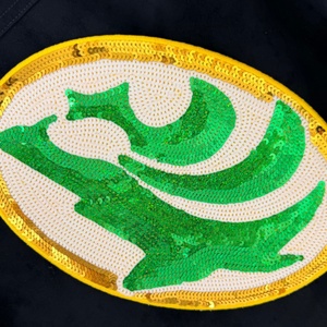 Patch brodé de sequins avec bords cousus de manière sécurisée et soignée, design d'emblème ovale, adapté aux vêtements de sport - Product Image 2