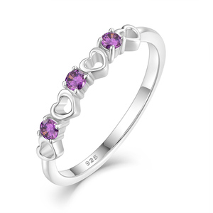 Винтажные ювелирные изделия <span class=keywords><strong>925</strong></span> стерлингового серебра розового золота в форме сердца Красочный Циркон кольцо для женщин Повседневное обручальное кольцо - Product Image 1