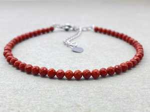 Red Jasper Bracelet Dainty Gemstone Jewelry Micro Faceted <b>Beads</b> <b>Crystal</b> Bracelet Minimalist Jewelry Tiny Gemstone Bracelet - Product Image 1
