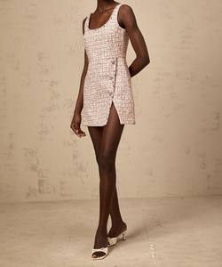 Mayorista personalizado Verano Nuevo diseño Escote redondo Sin mangas Mini vestido Vintage Casual Vestido para mujeres Señoras Vestidos con abertura - Product Image 3