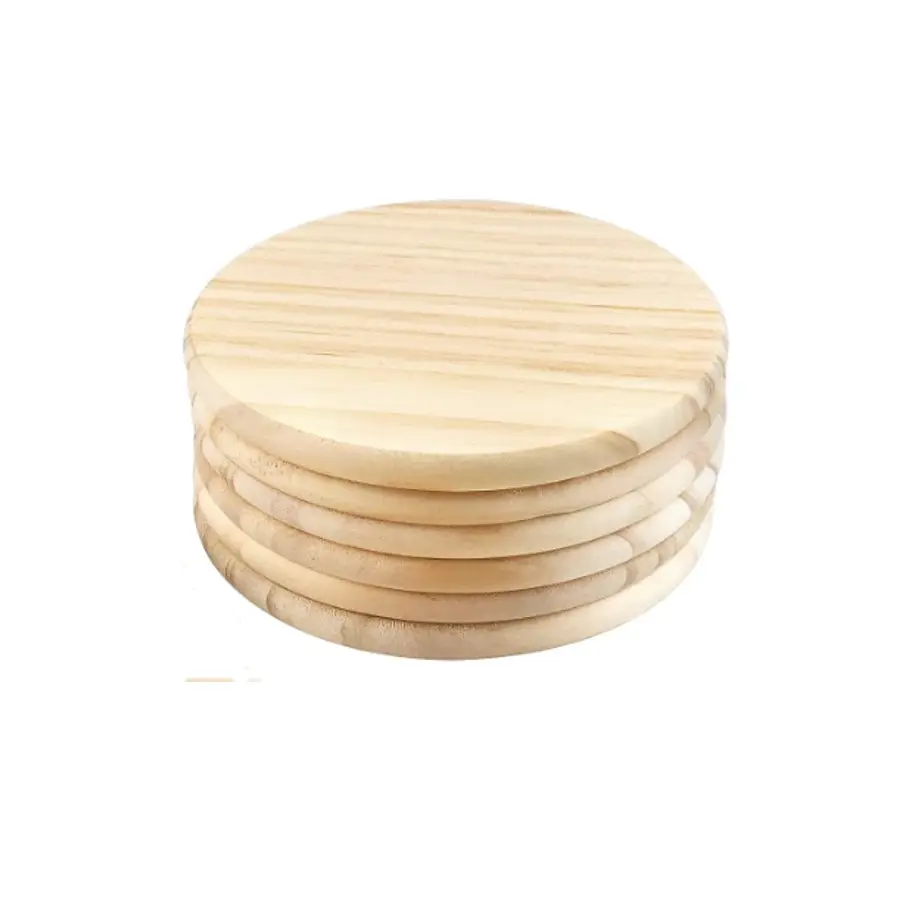 Posavasos de madera en blanco a granel para suministros de manualidades de bricolaje Posavasos de madera en blanco